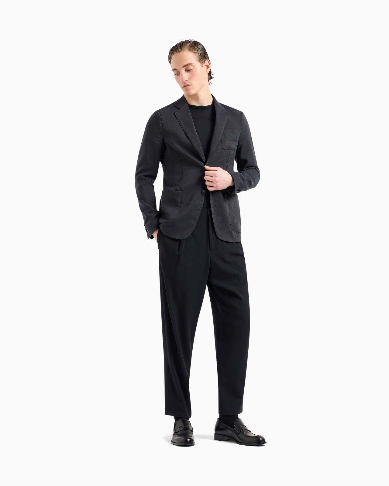 Upton Line single-breasted jacket in a silk-blend twill - 2