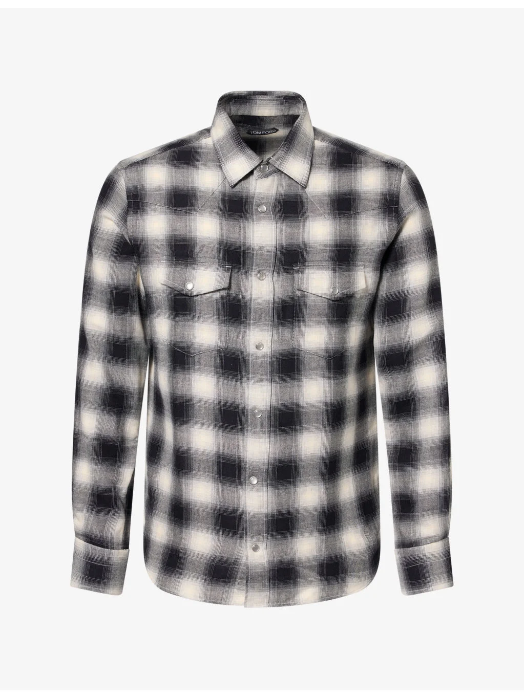 Slim-Fit Western Check Cotton And Cashmere Shirt - 1