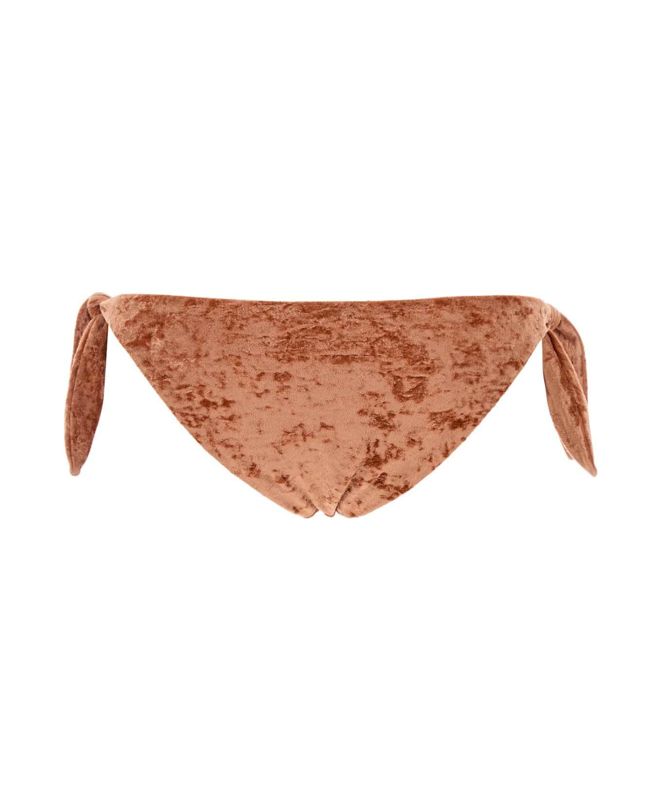 Peach Stretch Velvet Bikini Slip - 2