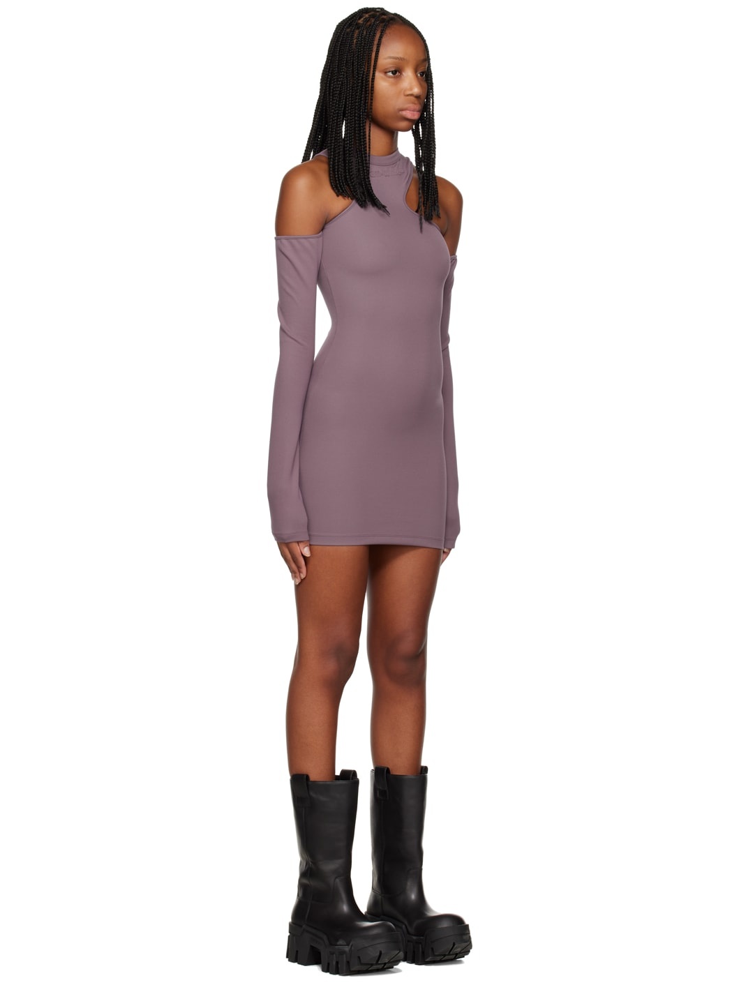Purple Sleek Asymmetric Minidress - 2