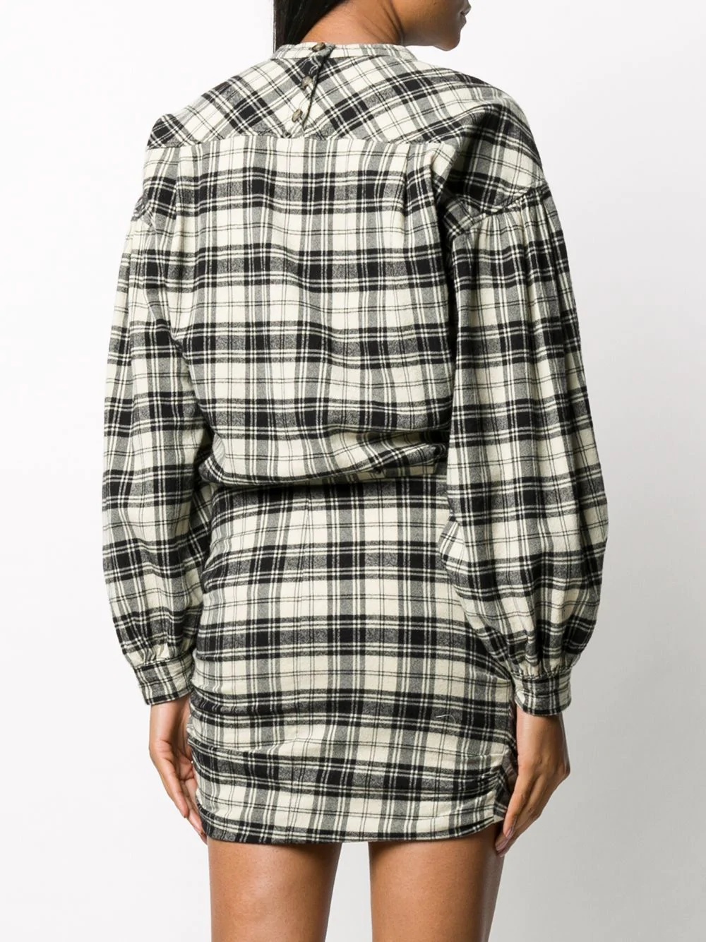 plaid-print draped dress  - 4