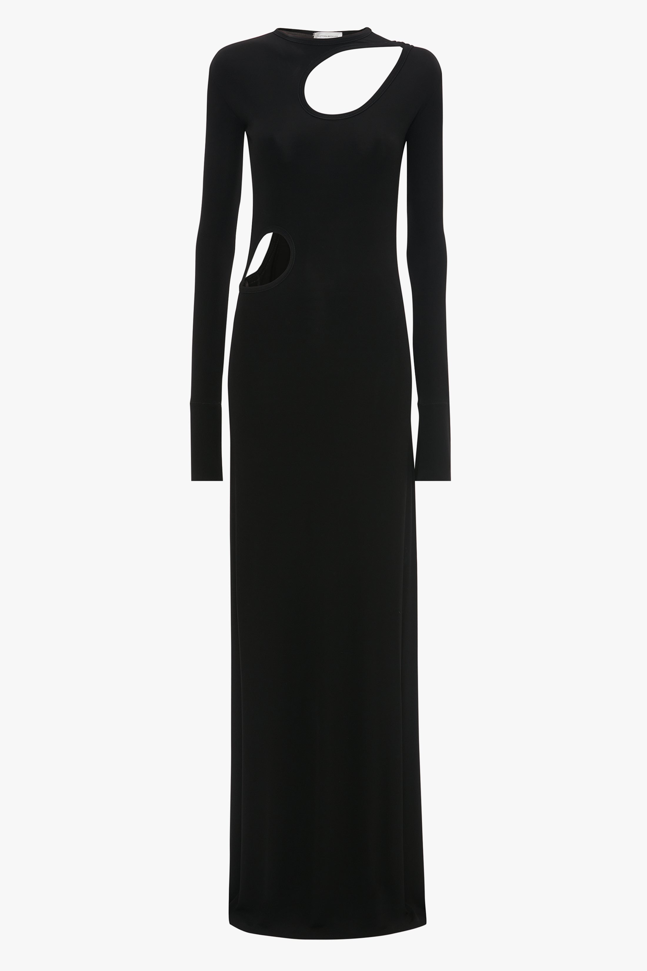 Cut-Out Jersey Floor-Length Dress In Black - 1