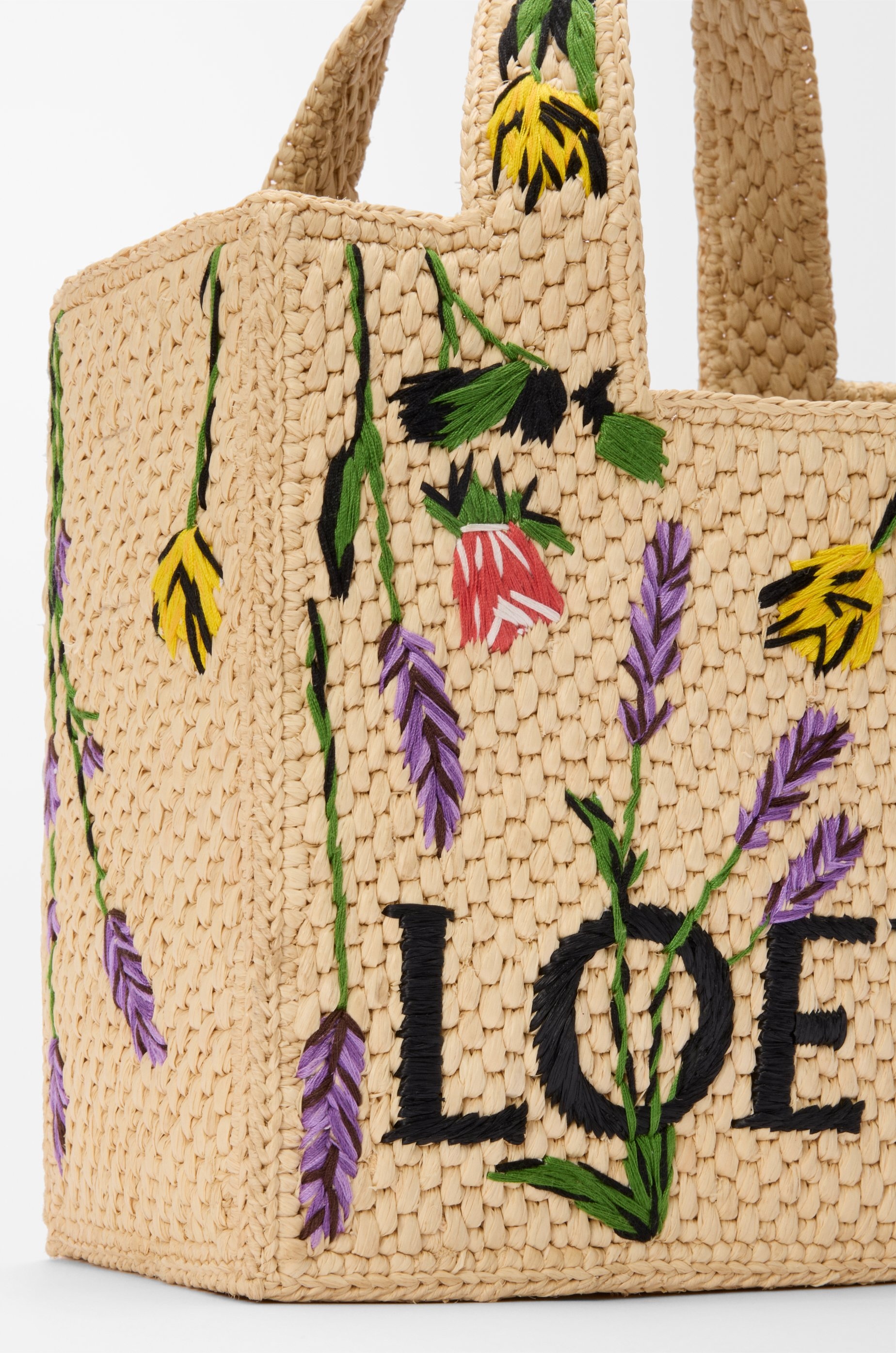 Small LOEWE Font tote in raffia - 9
