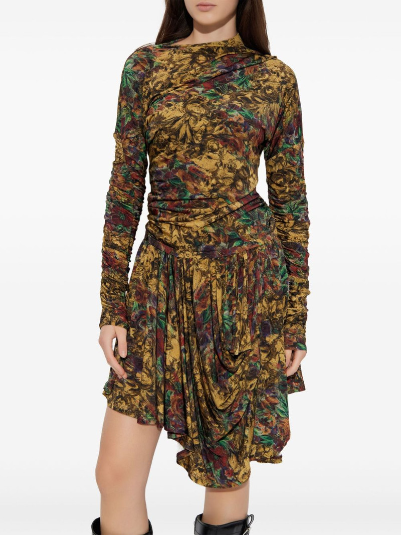 GANNI ruched floral midi dress outlook