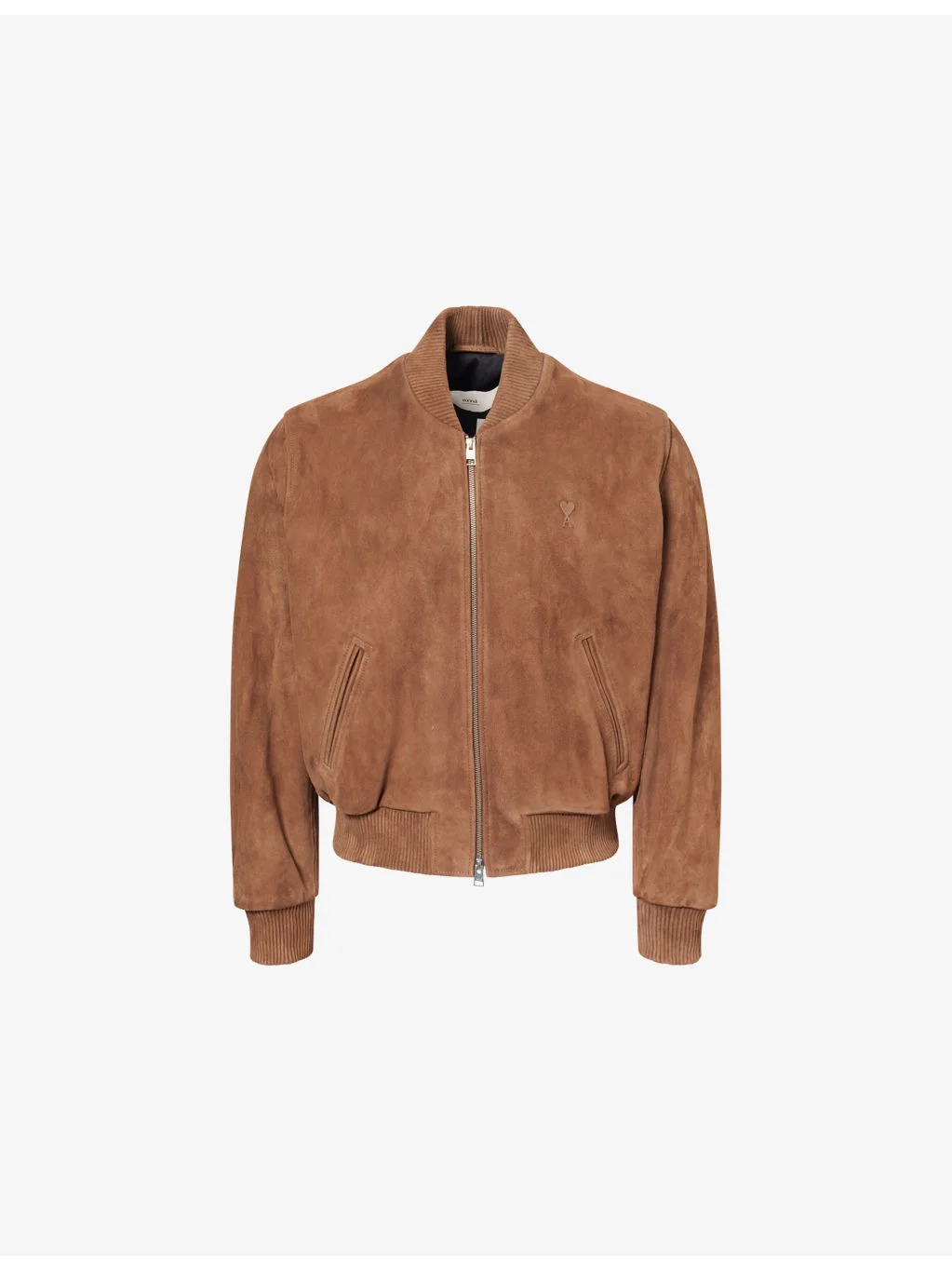 Logo-Embossed Suede Bomber Jacket - 1