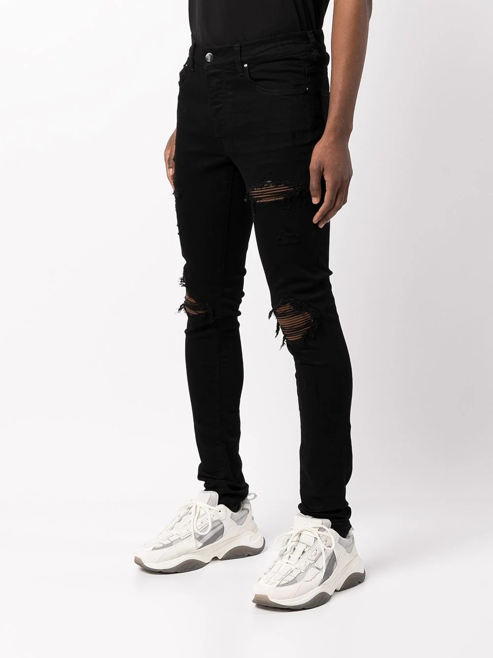 distressed ultra suede jeans - 3