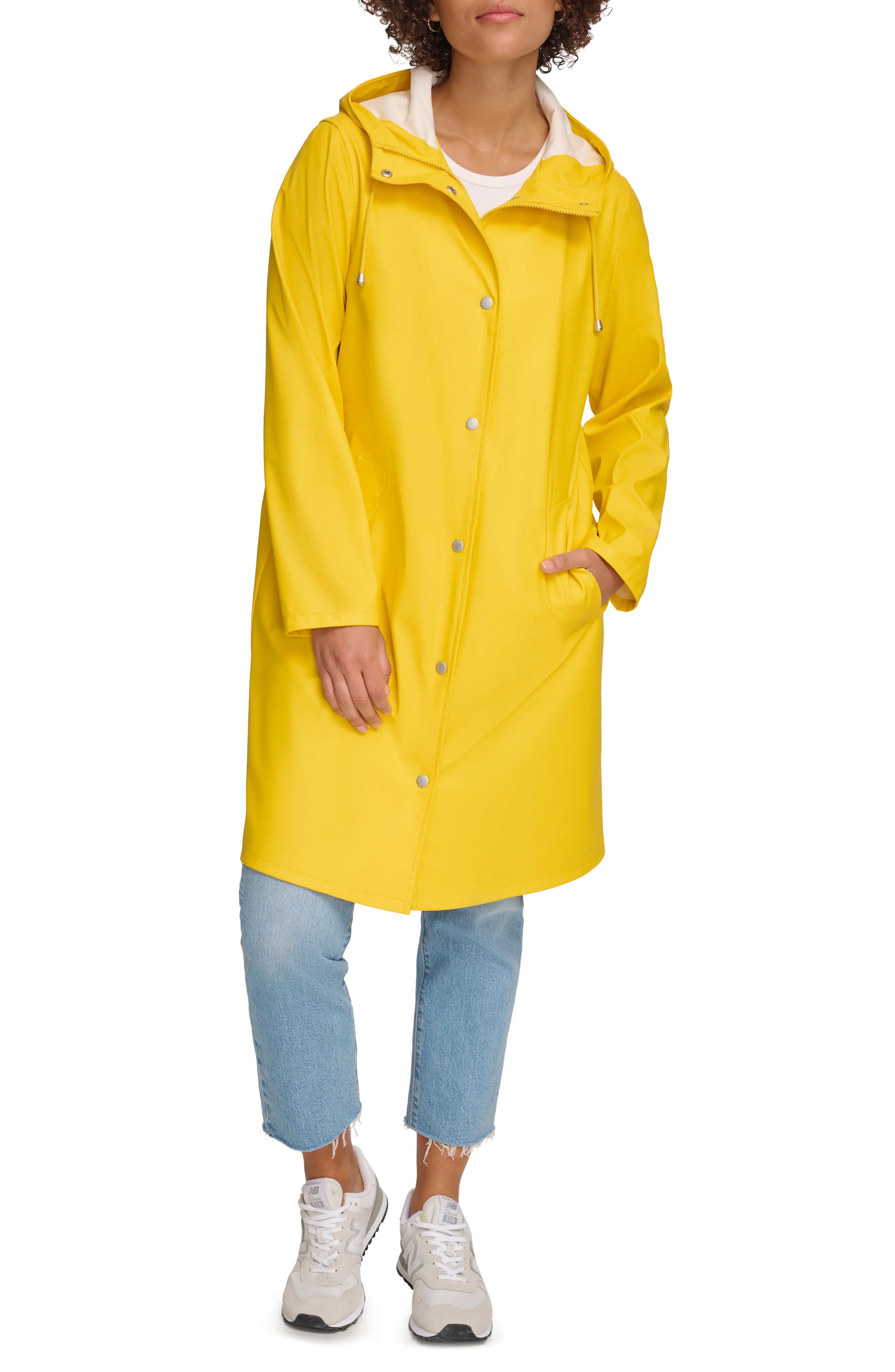 Water Resistant Hooded Long Rain Jacket - 1