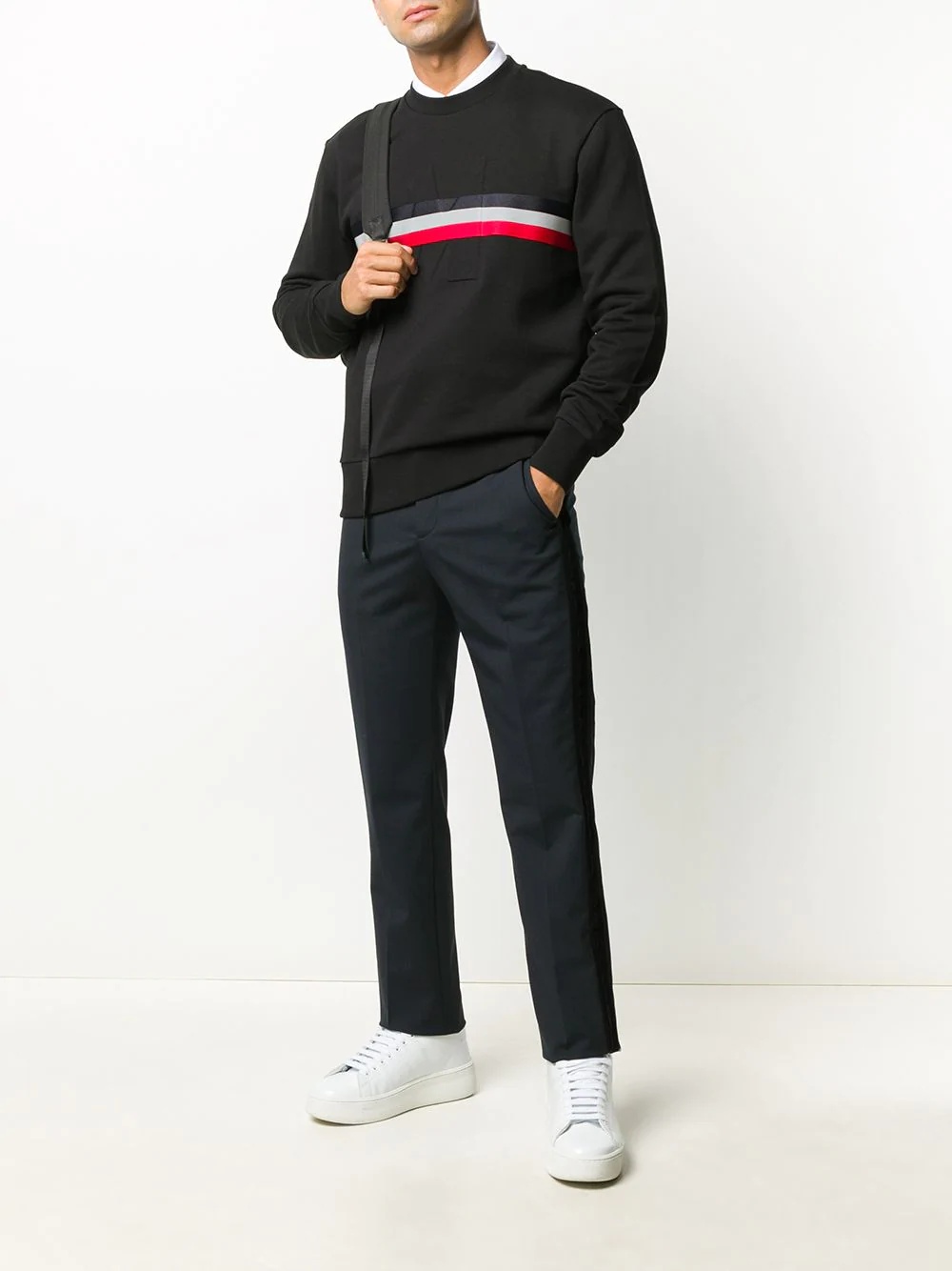 tricolore stripe cotton sweatshirt - 2