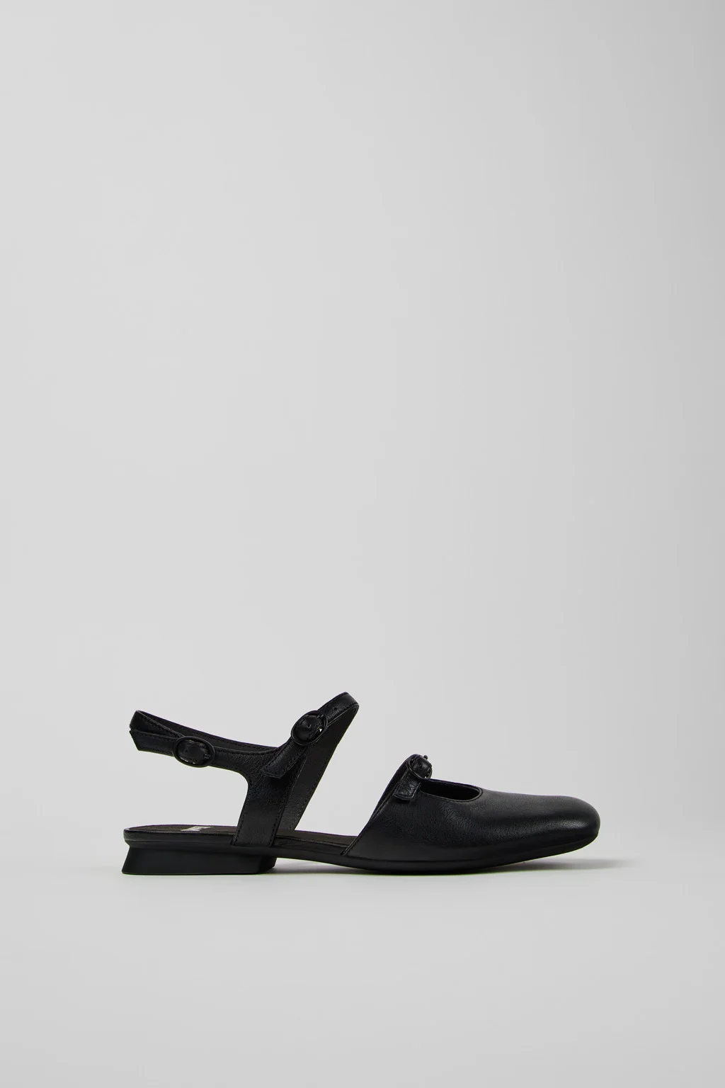 Casi Myra Black Leather Semi-Open Shoes for Women. - 1