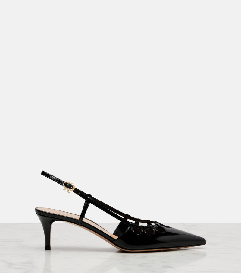 Pointy 55 patent leather slingback pumps 4