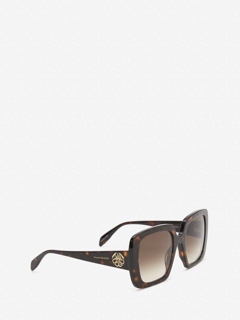Women's Seal Logo Square Sunglasses in Havana - 3