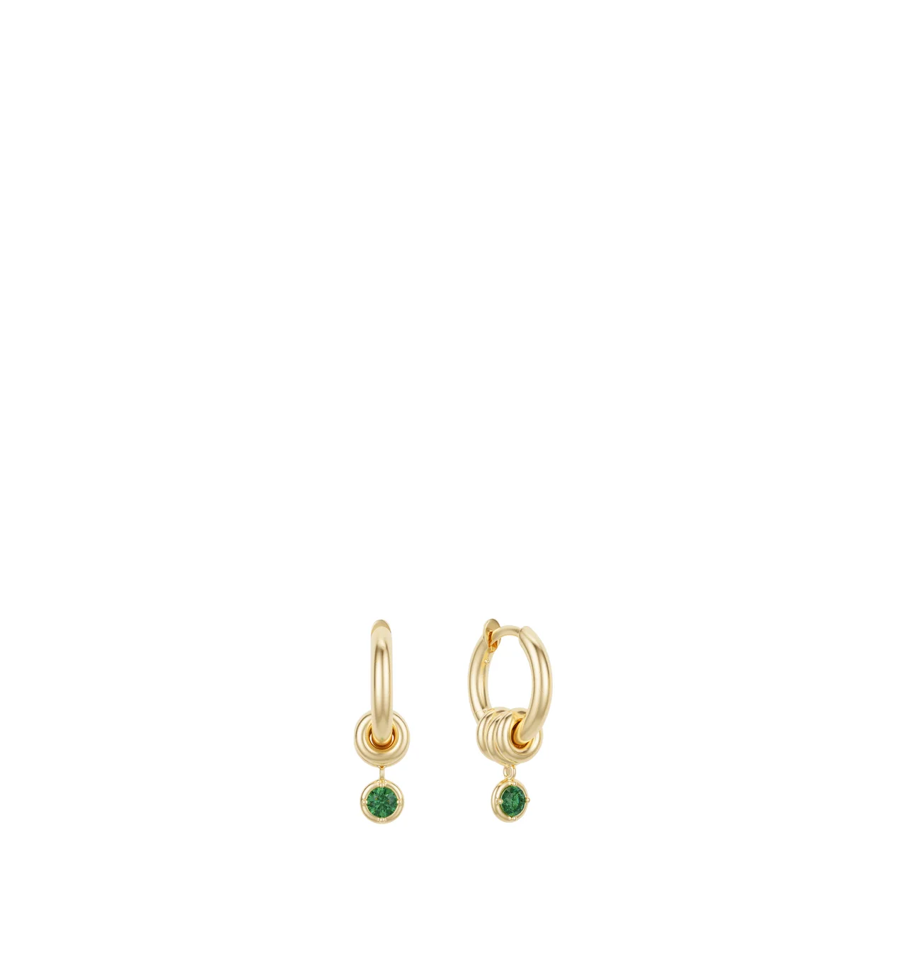 ZAHRA MICRO HOOP EARRINGS - EMERALD - 1