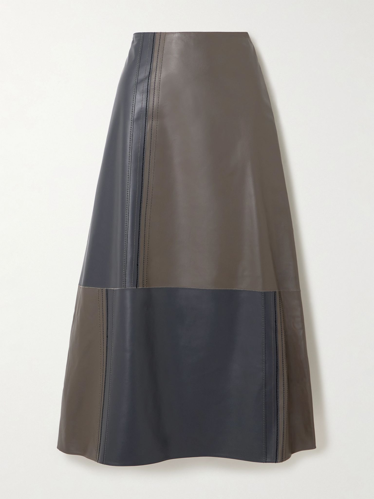 Cezanne paneled leather midi skirt Charcoal - 1
