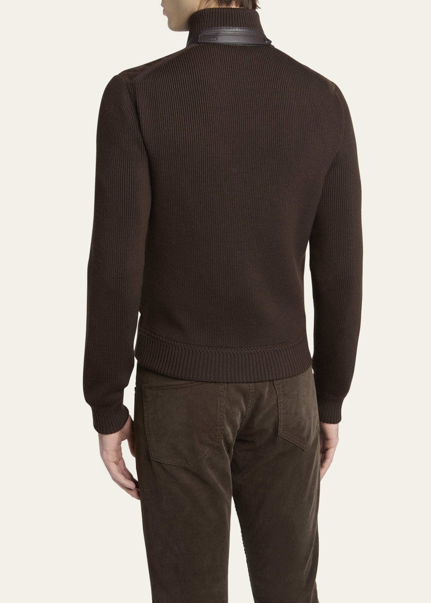 Men's Suede Front and Ribbed Merino Wool Jacket - 3