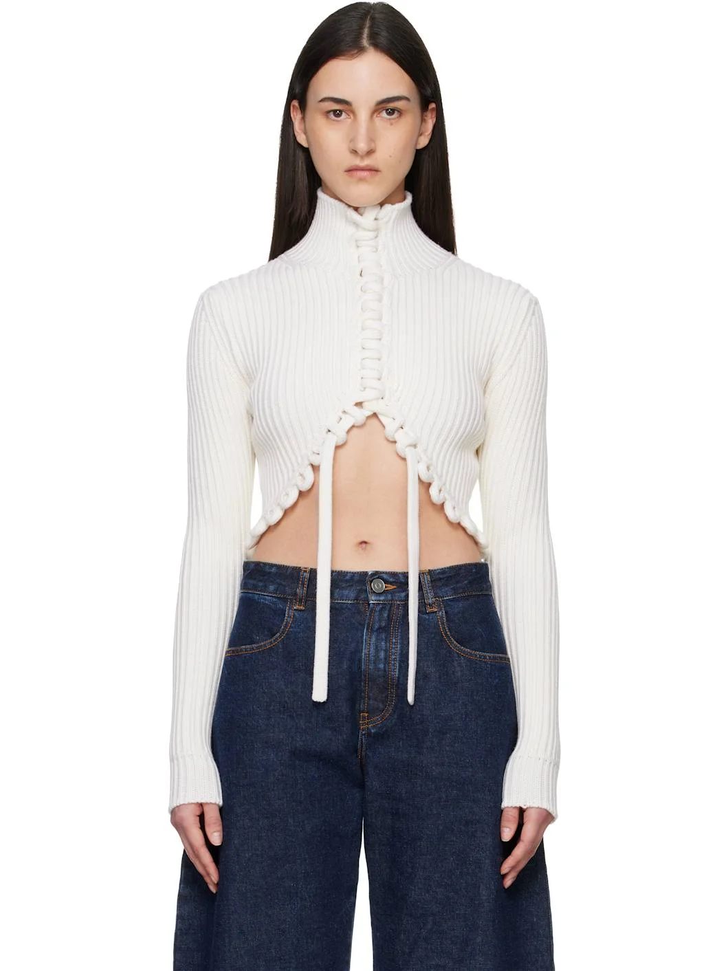 White Cropped Sweater - 1