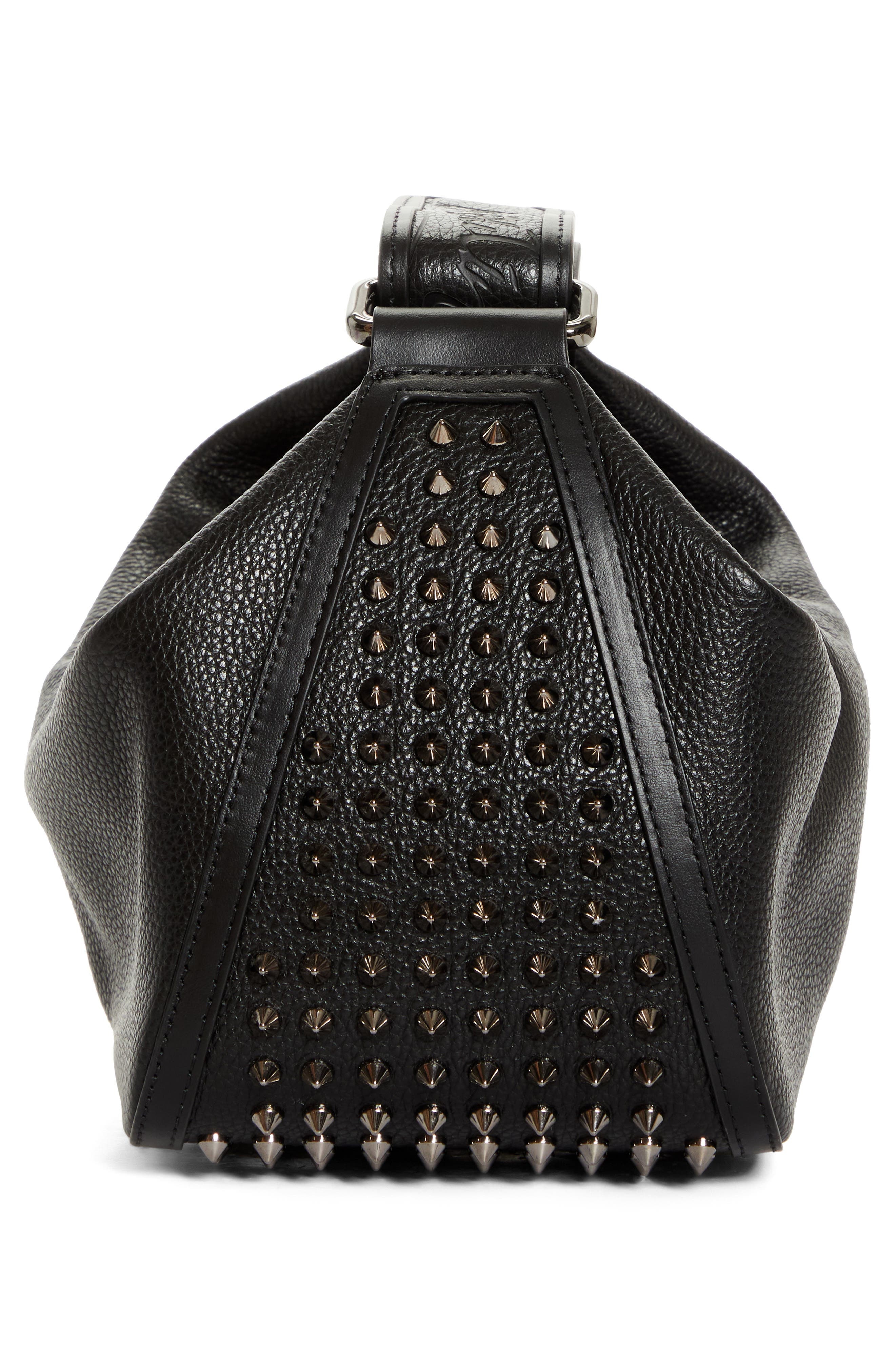 Christian Louboutin Funky Empire Spike Dopp Leather Top Handle Pouch in Black/Gun Metal at Nordstrom - 5