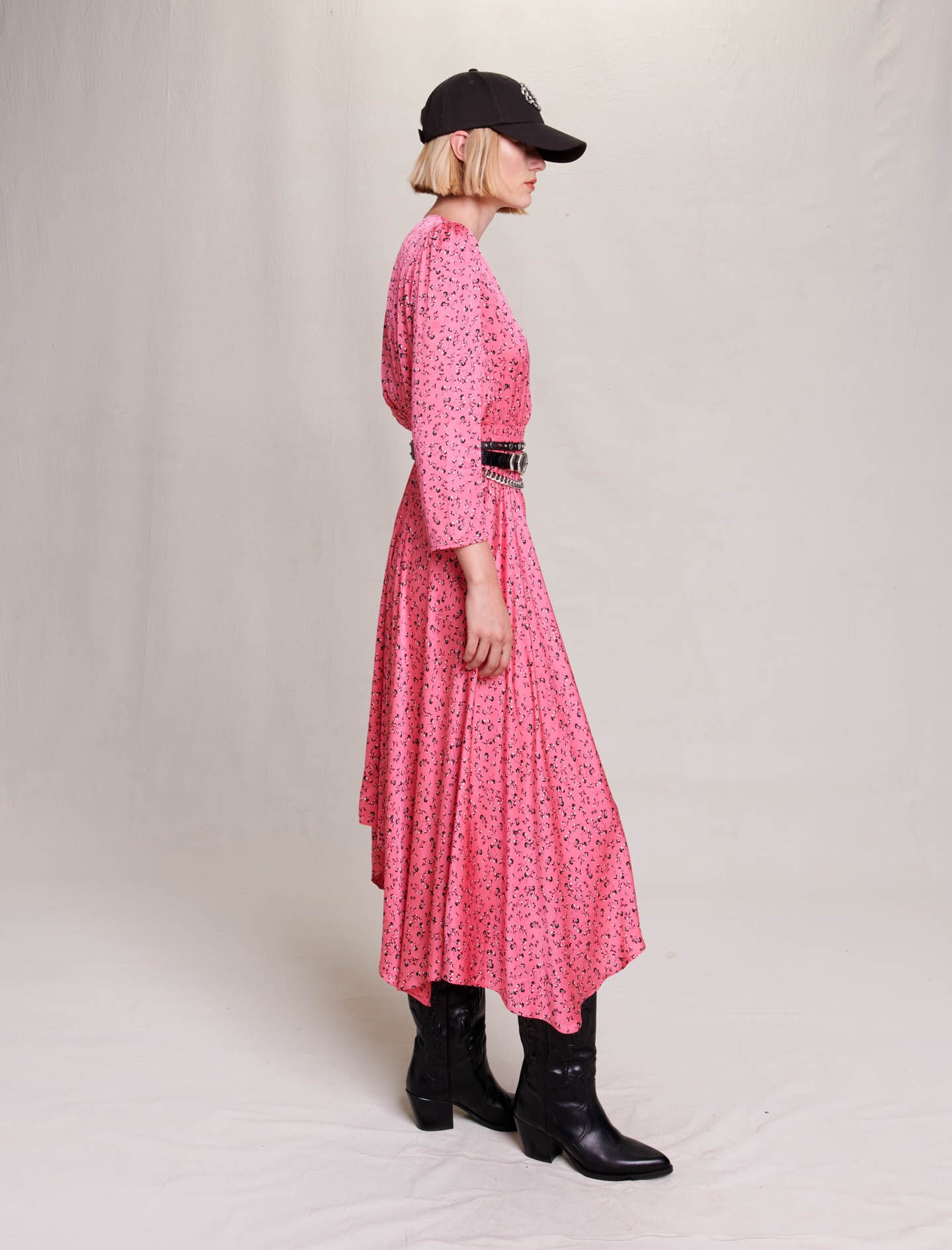 Floral print midi-length dress - 4