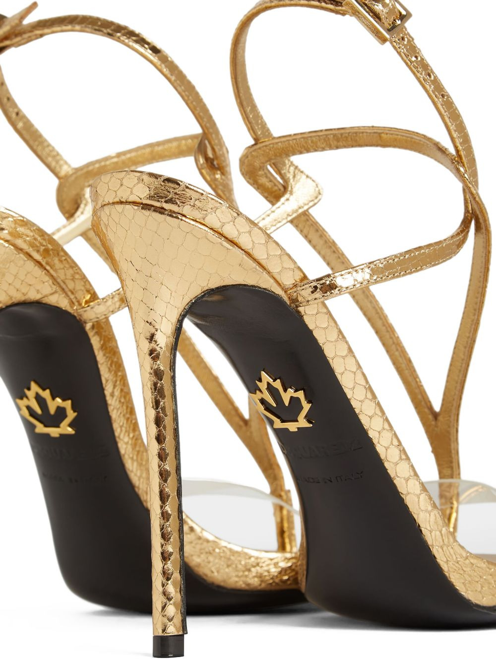 embossed heeled sandals - 5