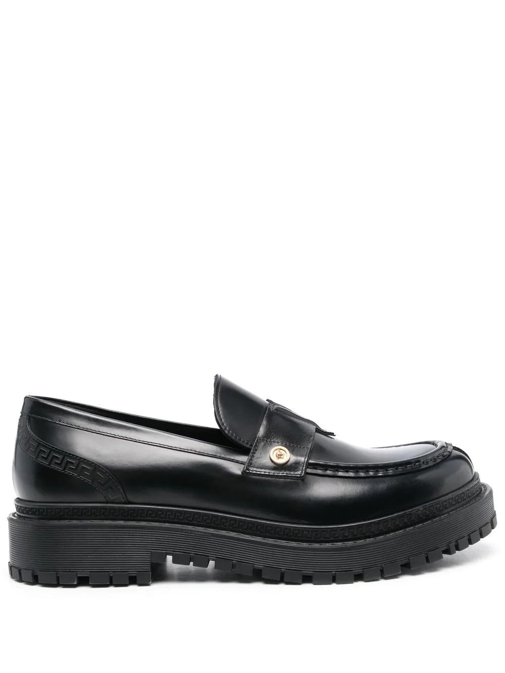 medusa-plaque leather loafers - 1