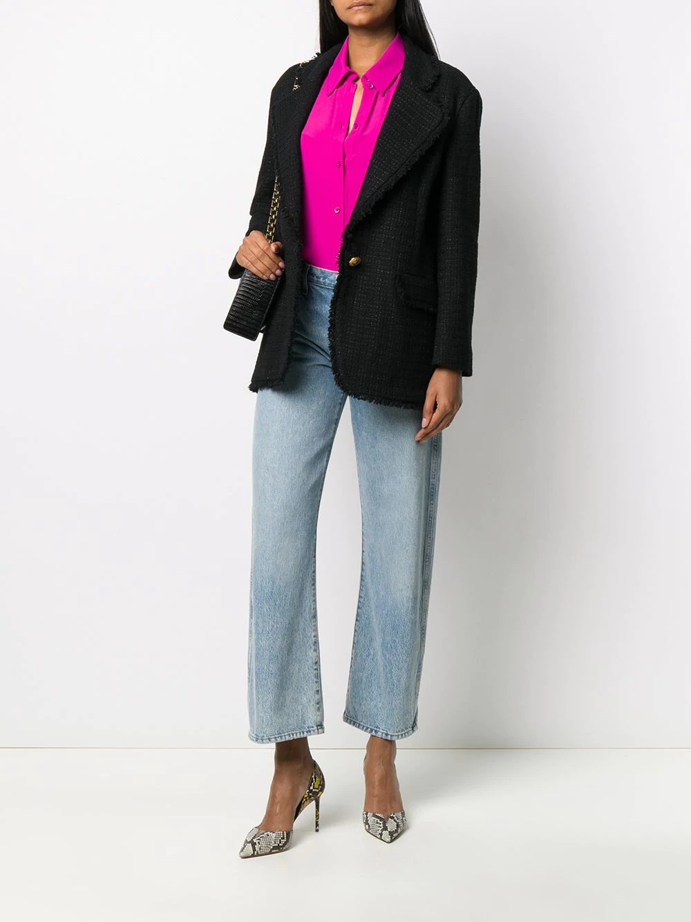 tweed single-breasted blazer - 2