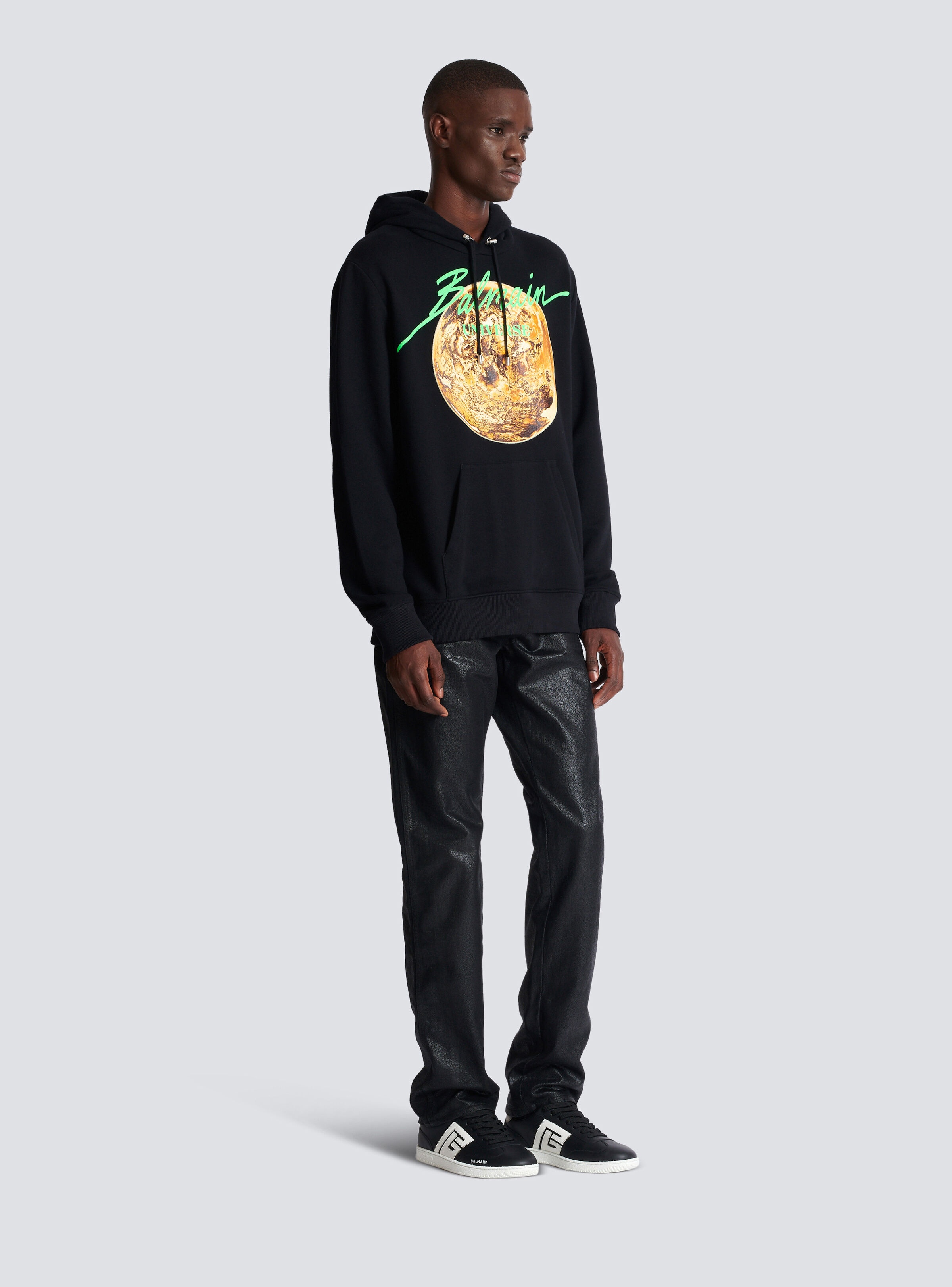 Printed Balmain Universe logo and planet hoodie - 3