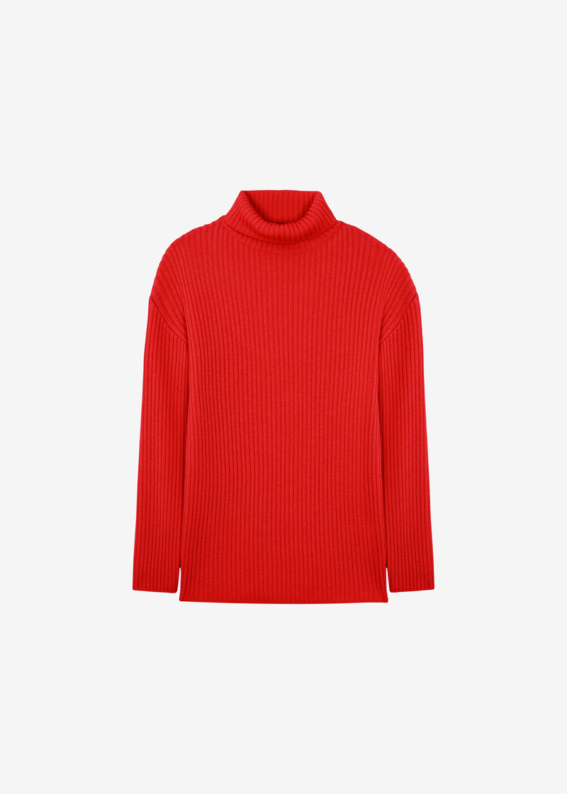 Thelma Ribbed Sweater Dress - Red 1
