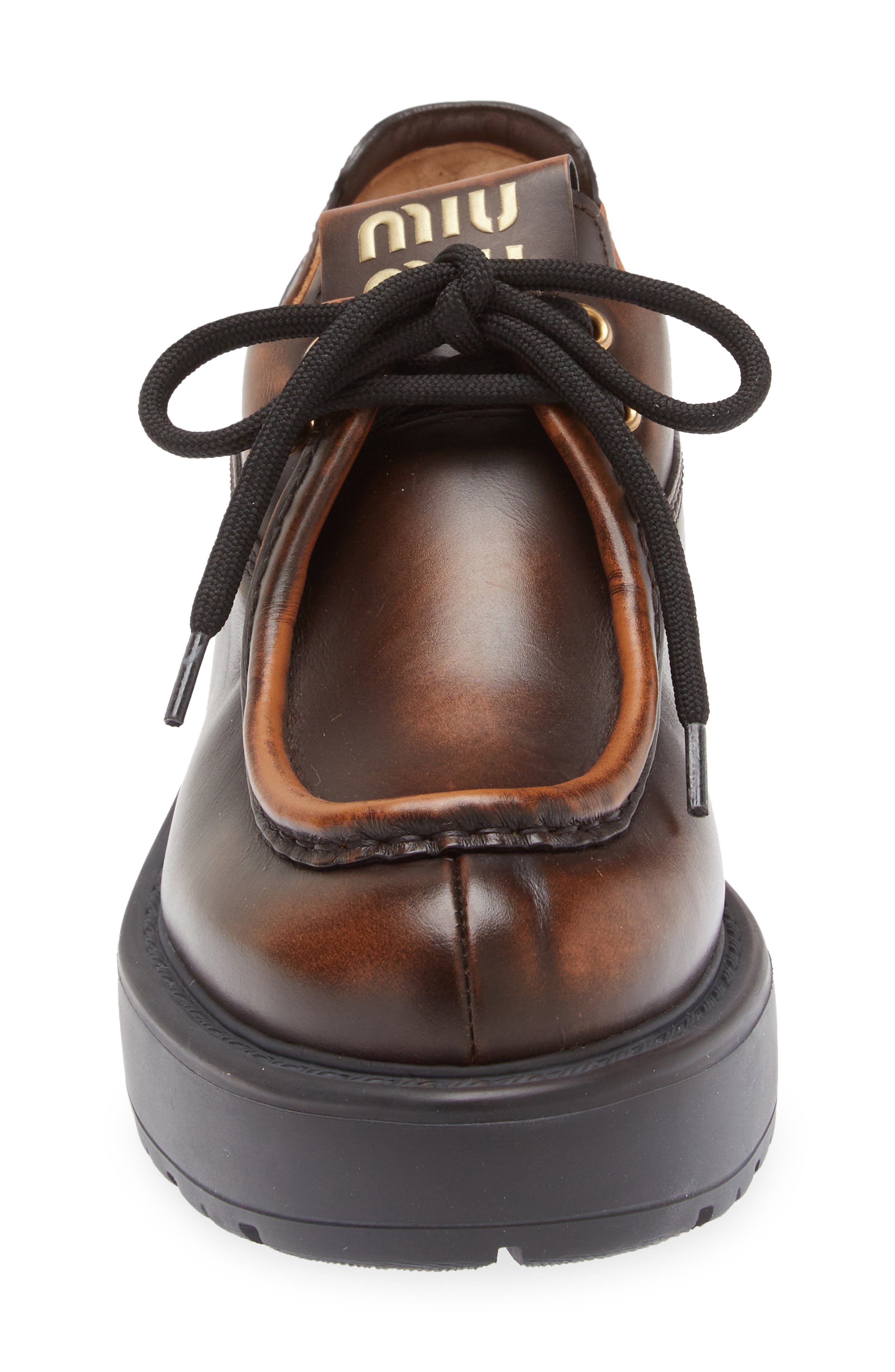 Miu Miu Boyfriend Lu Platform Derby in Brown at Nordstrom - 4