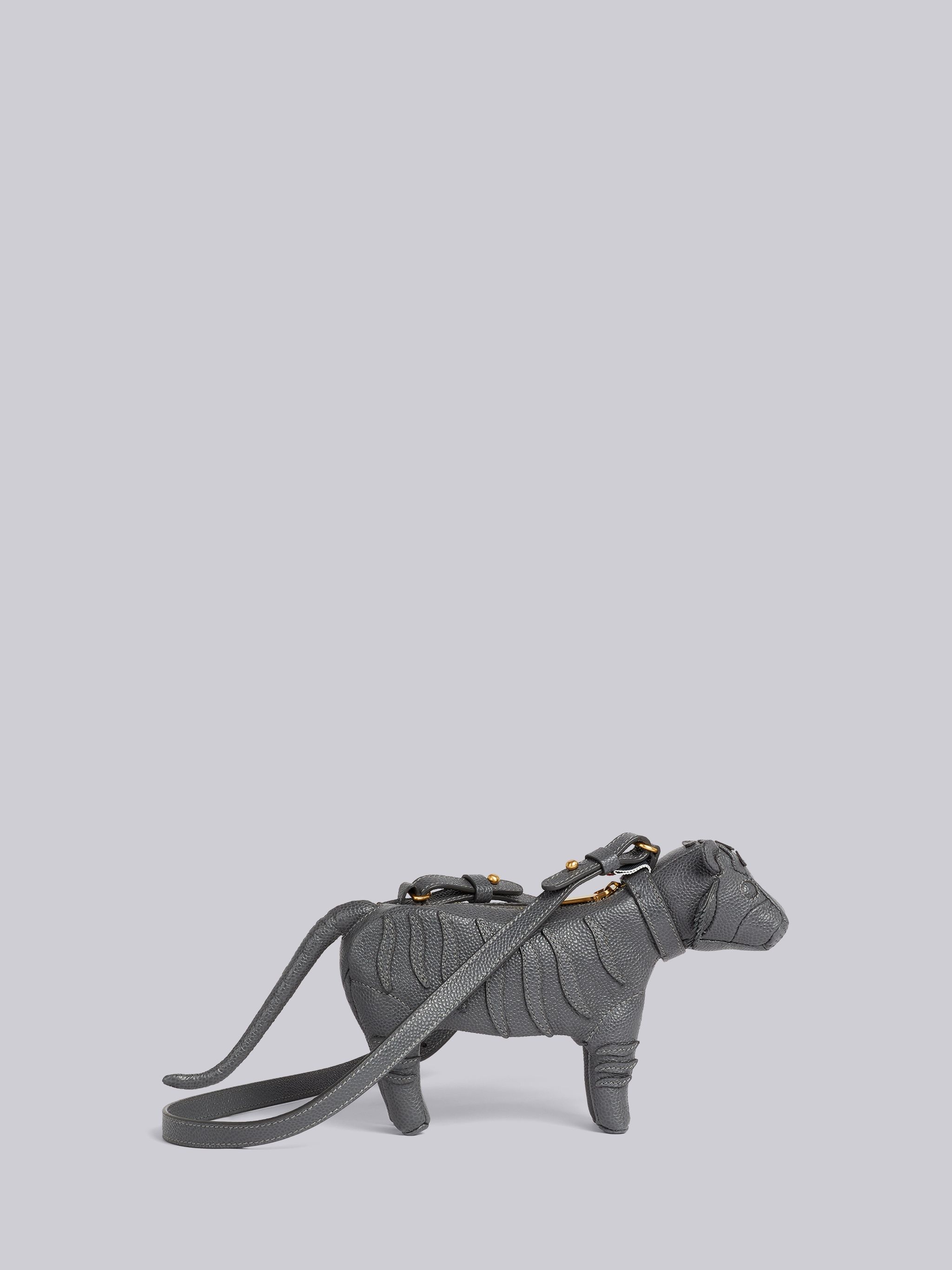 Dark Grey Pebble Grain Leather Mini Tiger Crossbody - 4