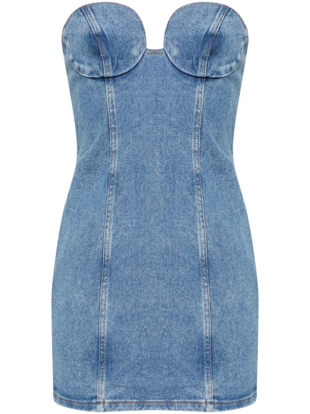 strapless denim mini dress - 1