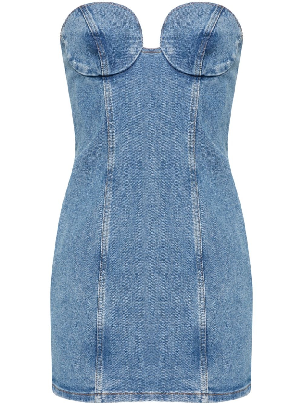 strapless denim mini dress - 1