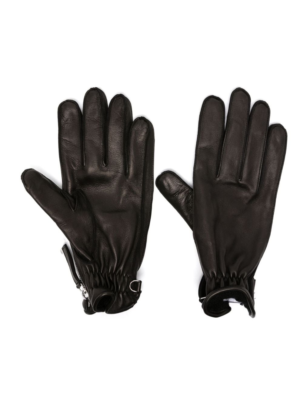 logo-patch leather gloves - 1