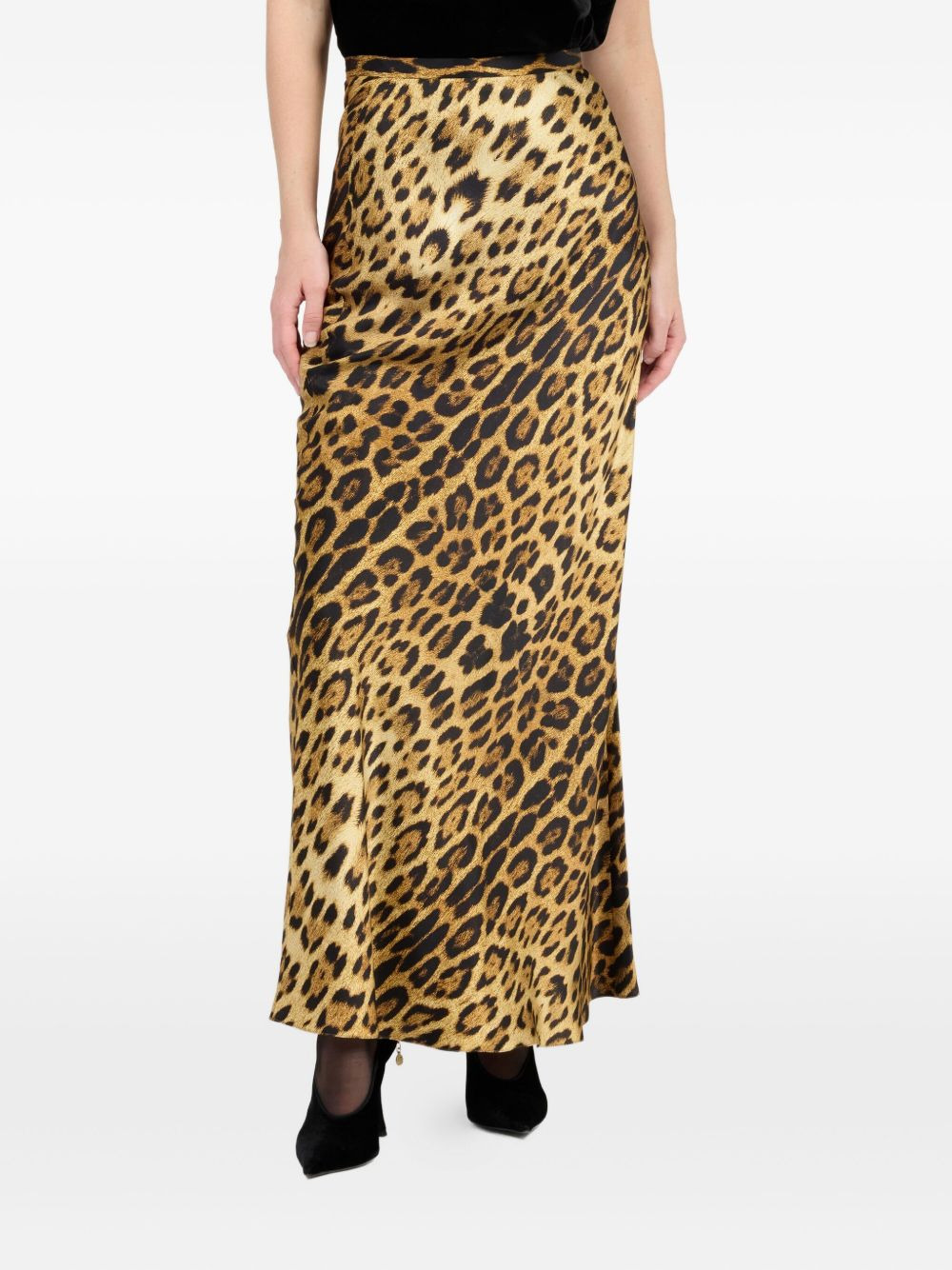 jaguar-print silk skirt - 3