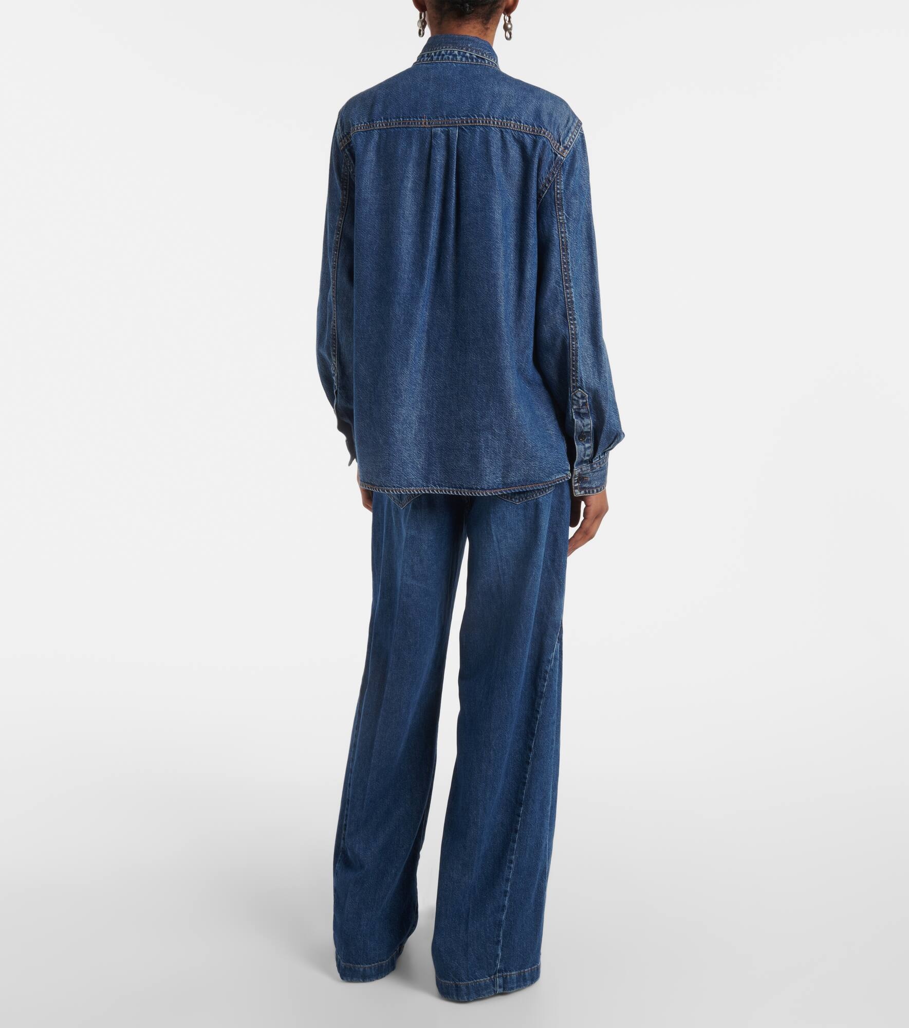 Secretary tie-neck denim blouse - 3