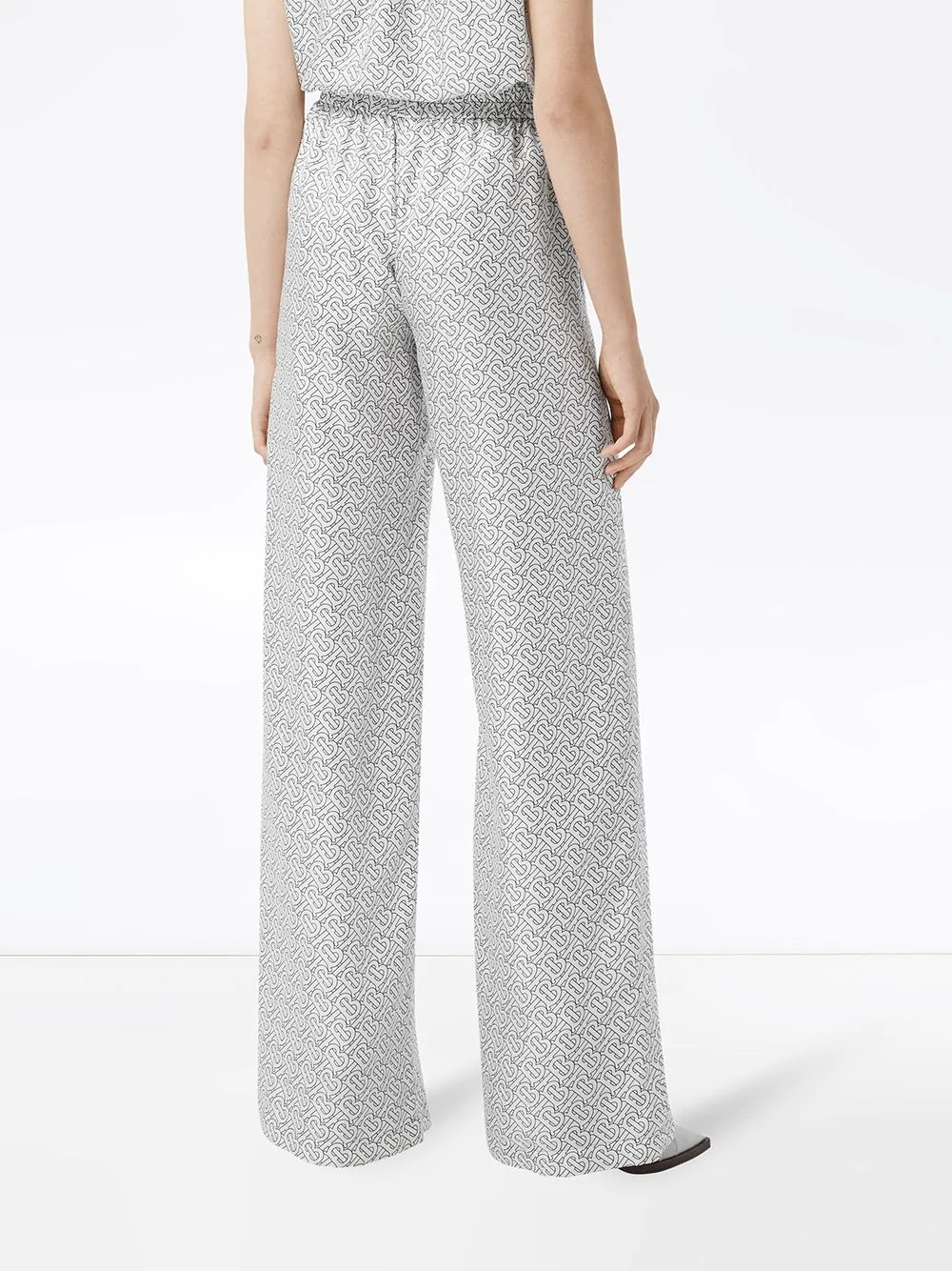 monogram print wide-leg trousers - 4