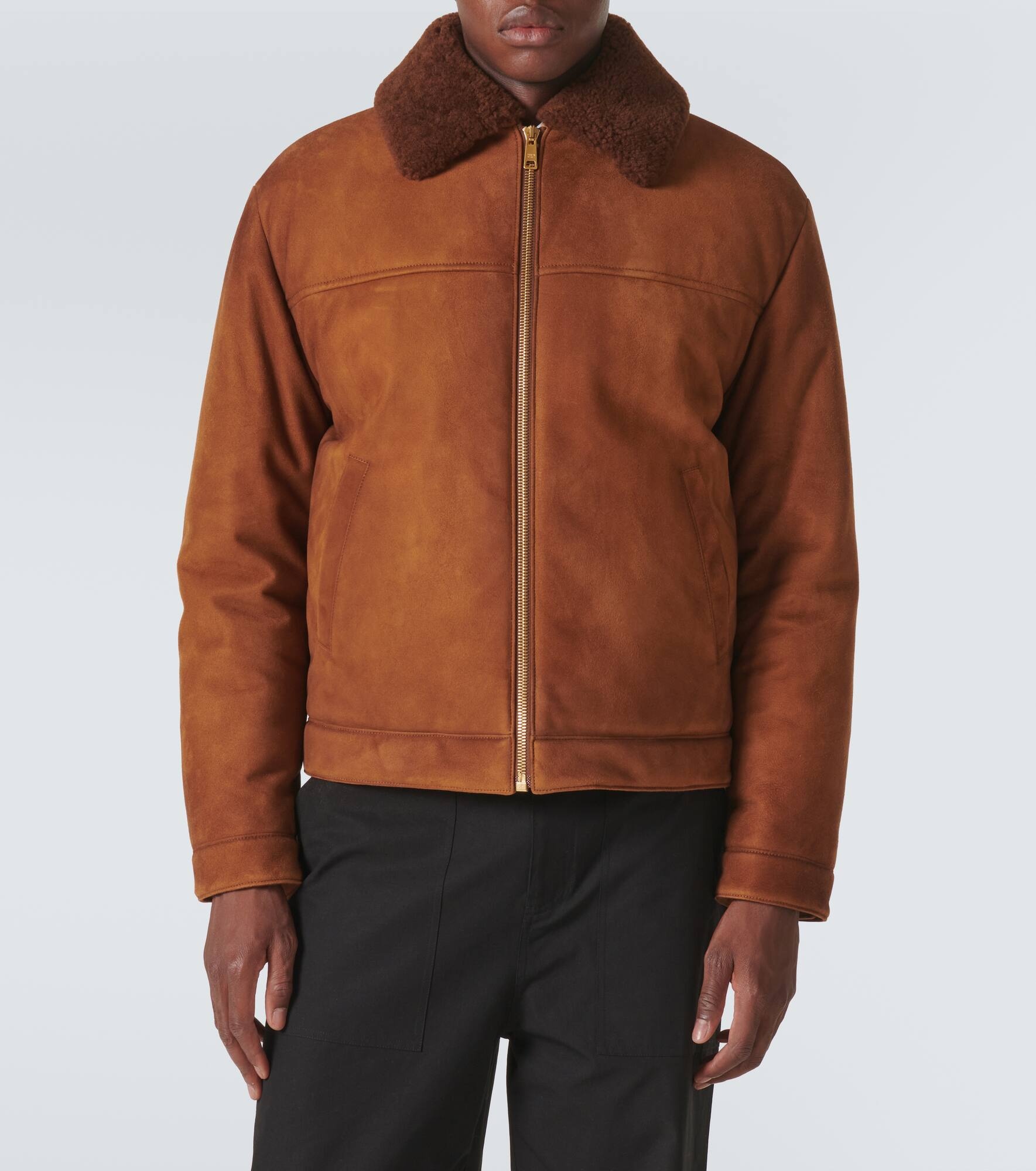 Shearling-trimmed suede jacket - 3