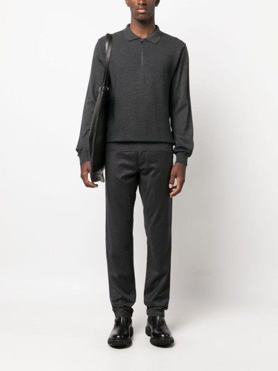 ZEGNA logo-patch wool straight-leg trousers outlook