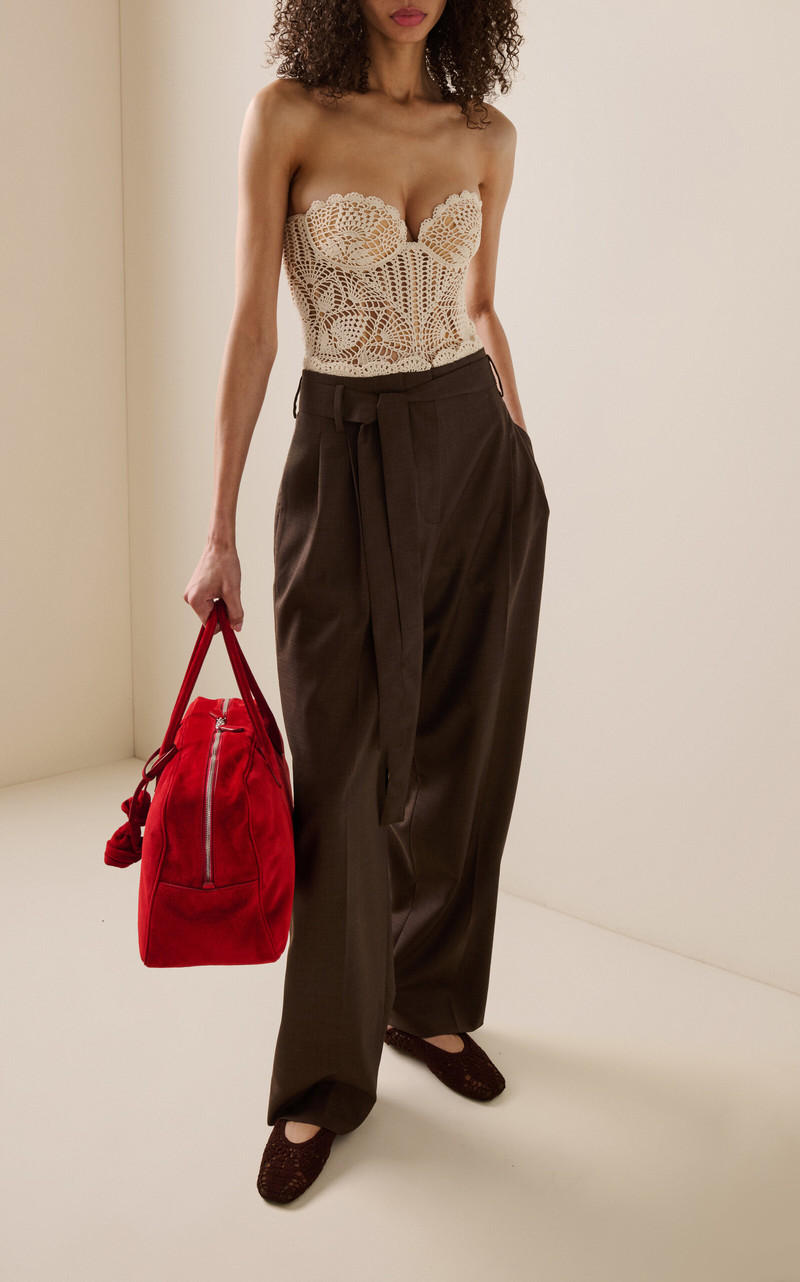 MAGDA BUTRYM Ribbon Belted Wool Pants brown outlook