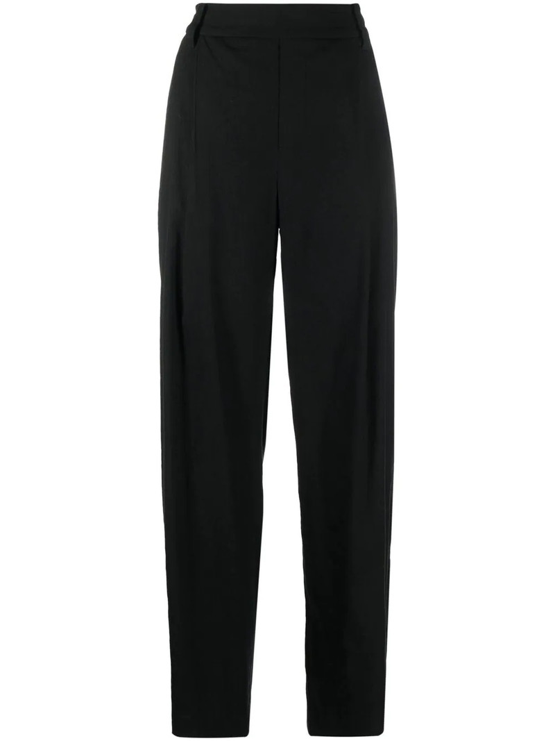 pleat-front straight leg trousers 1