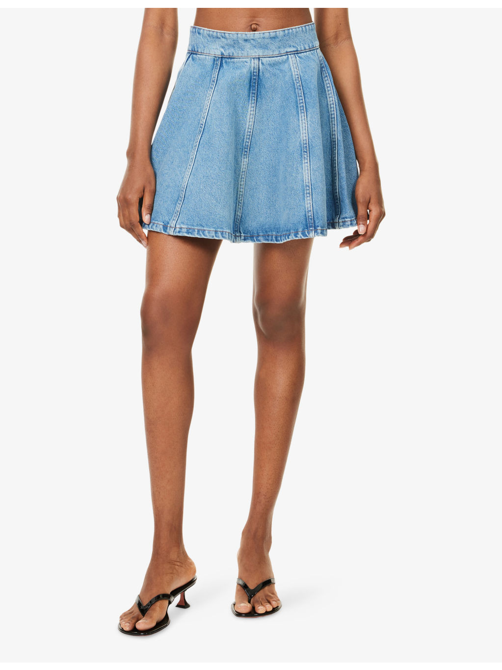 Flared Denim Mini Skirt - 3