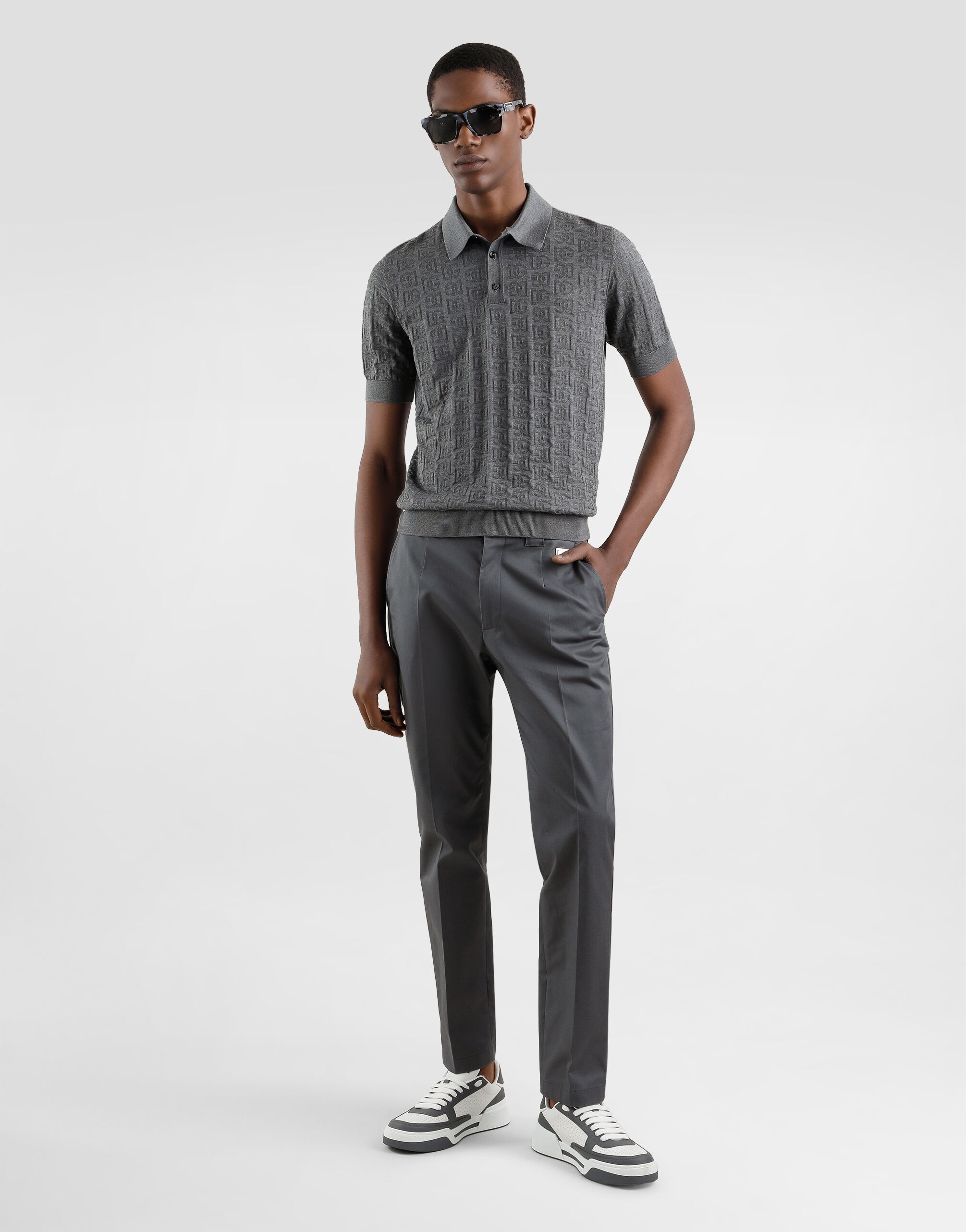 Silk polo-shirt with all-over DG logo embroidery - 2