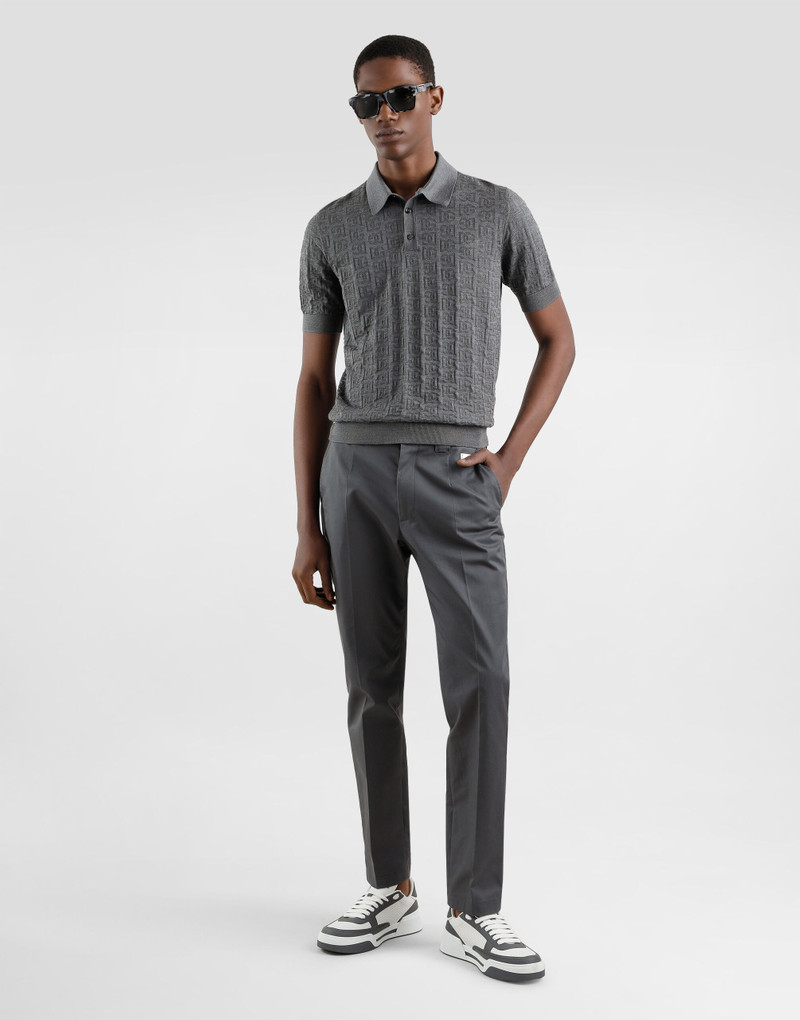 Dolce & Gabbana Silk polo-shirt with all-over DG logo embroidery outlook