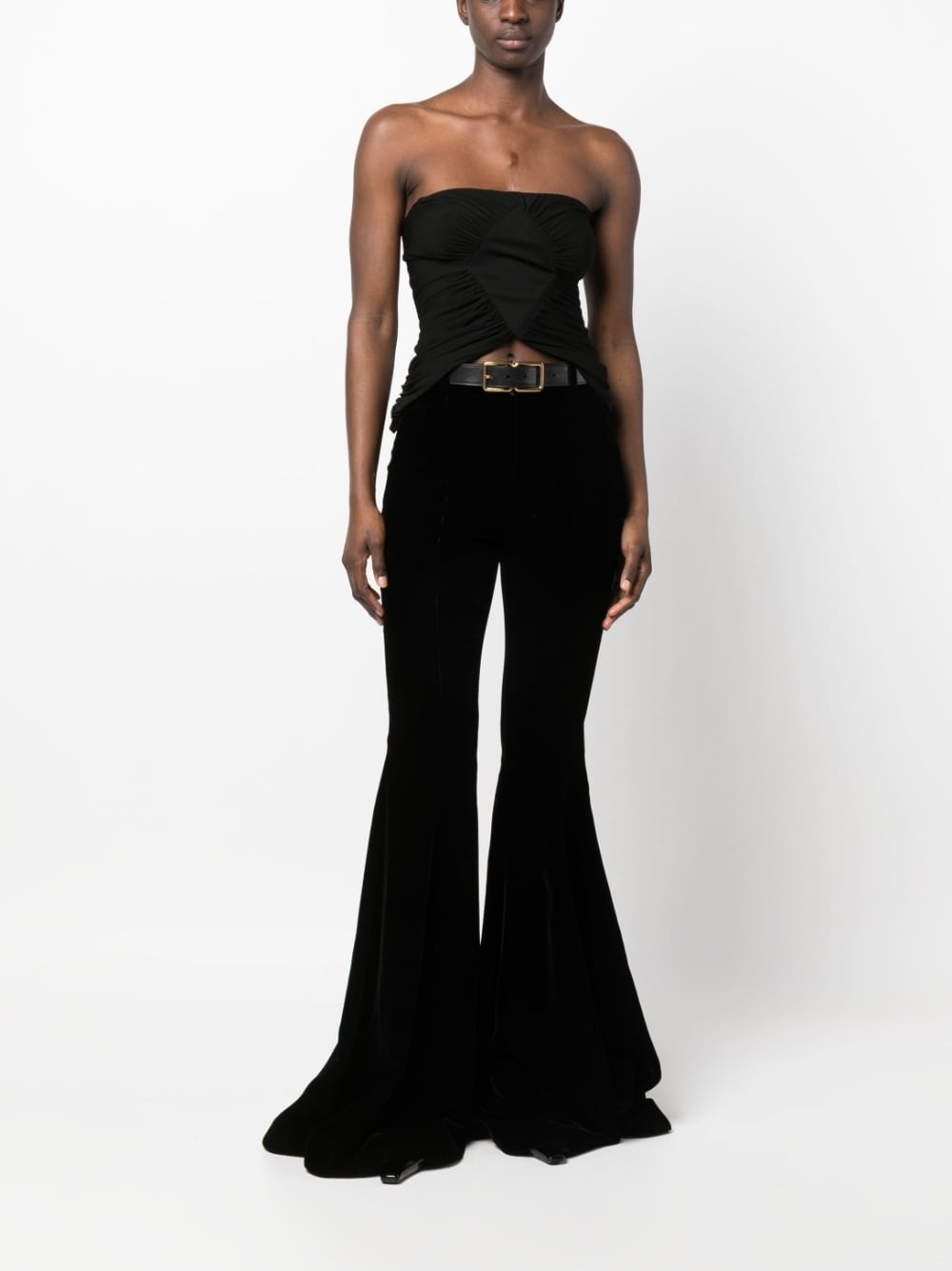 high-waisted flared trousers - 2
