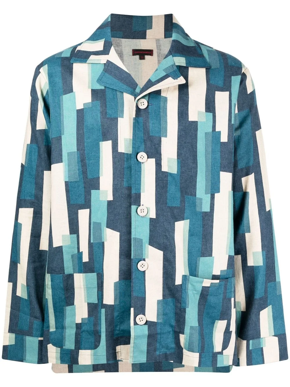 geometric-print button-up shirt - 1