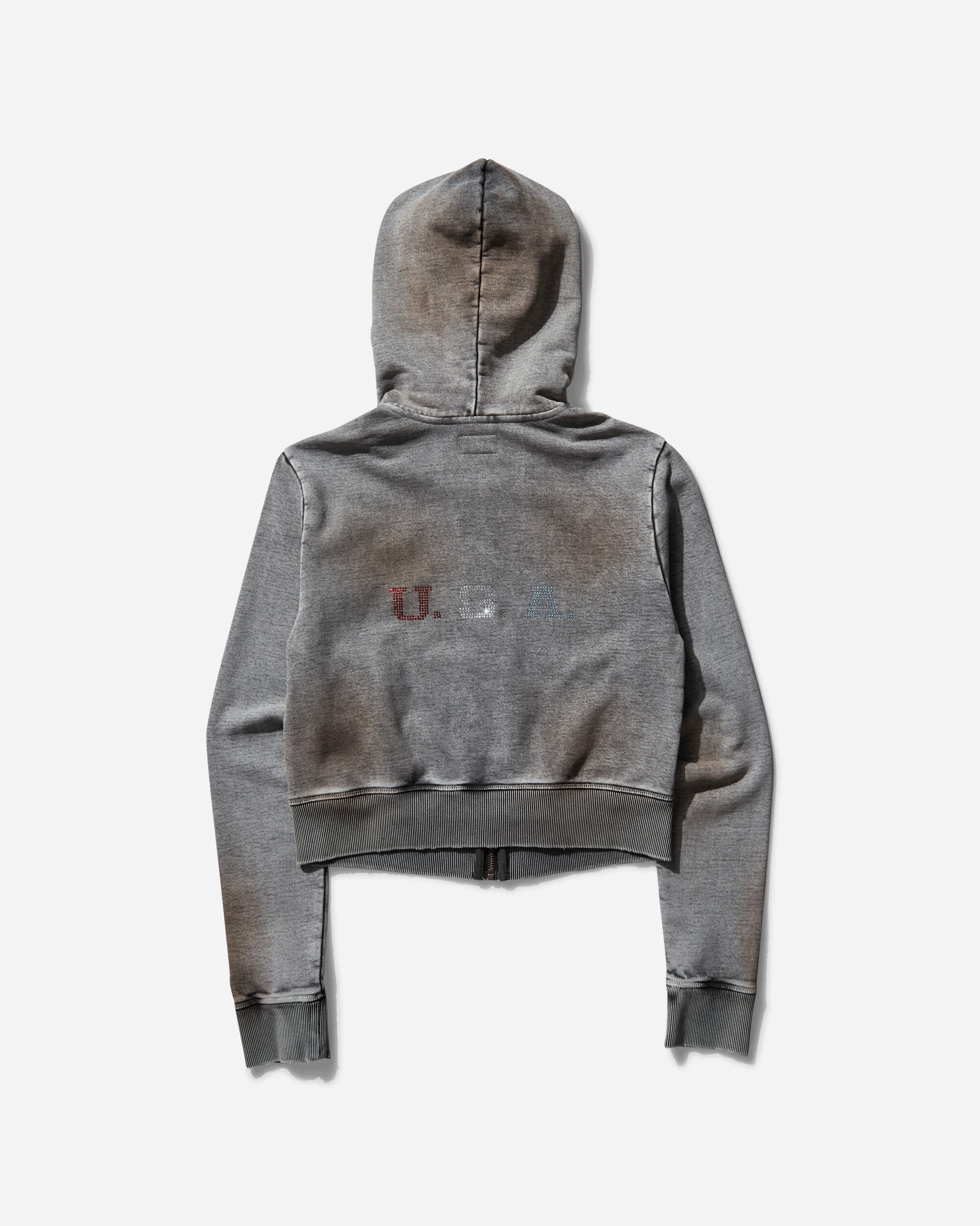 Women's Crystal-Embellished Zip Hoodie Dirty Tan Wash - 2