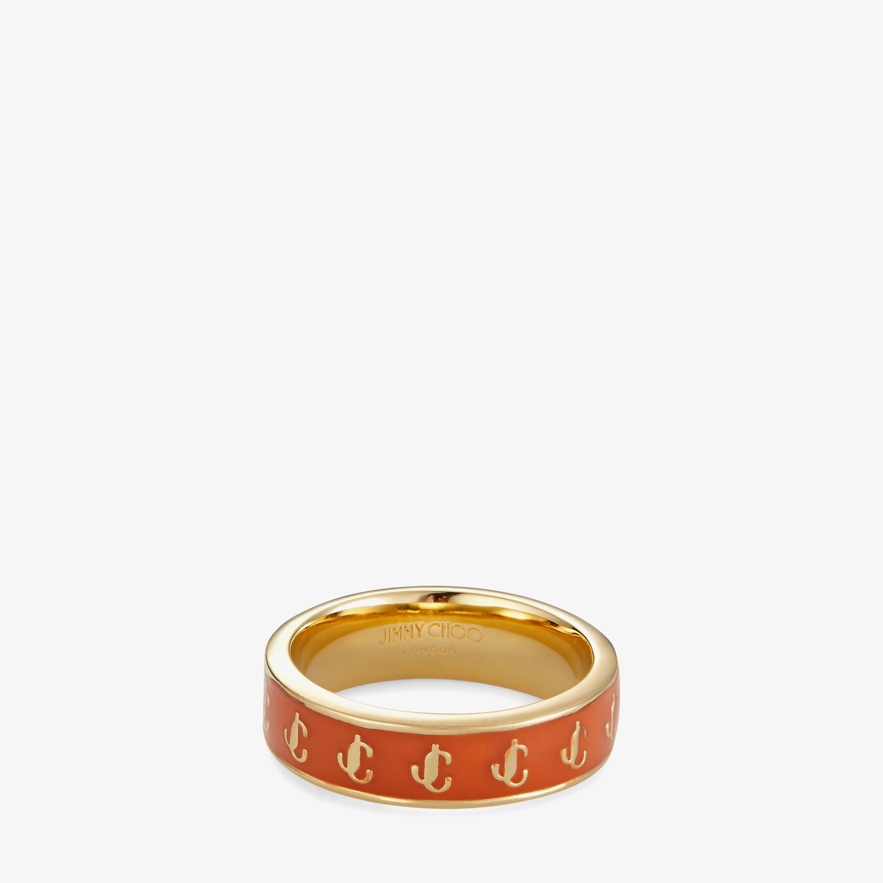 JC Enamel Ring
Gold-Finish Metal and Amber Orange Enamel JC Ring - 1