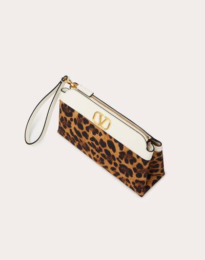 Valentino VALENTINO GARAVANI ESCAPE CLUTCH BAG IN CANVAS WITH ANIMALIER PRINT outlook