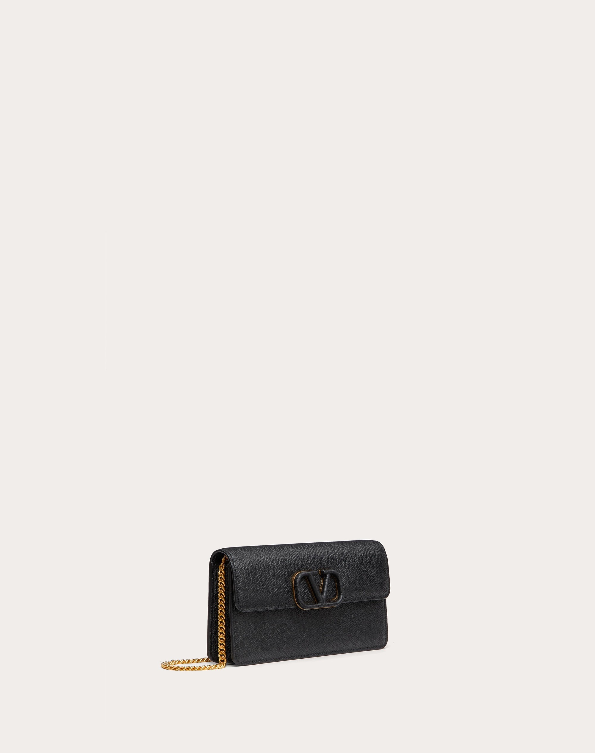 VLOGO SIGNATURE GRAINY CALFSKIN WALLET WITH CHAIN - 2