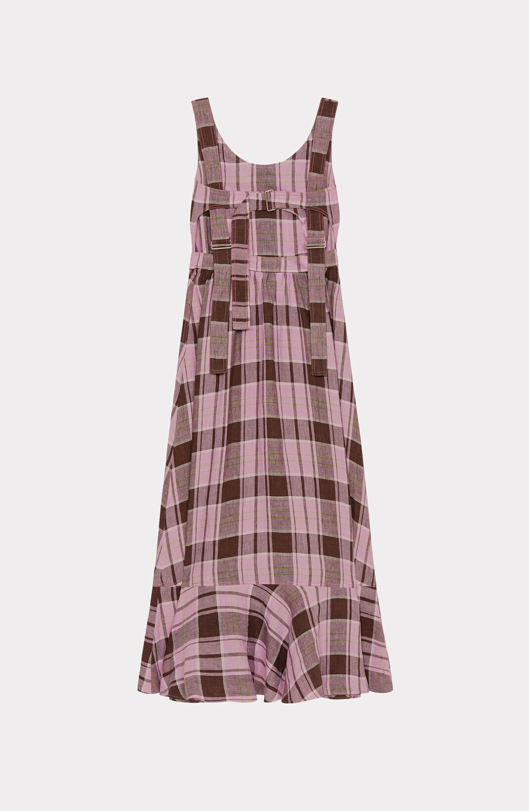 Long checked linen dress - 5