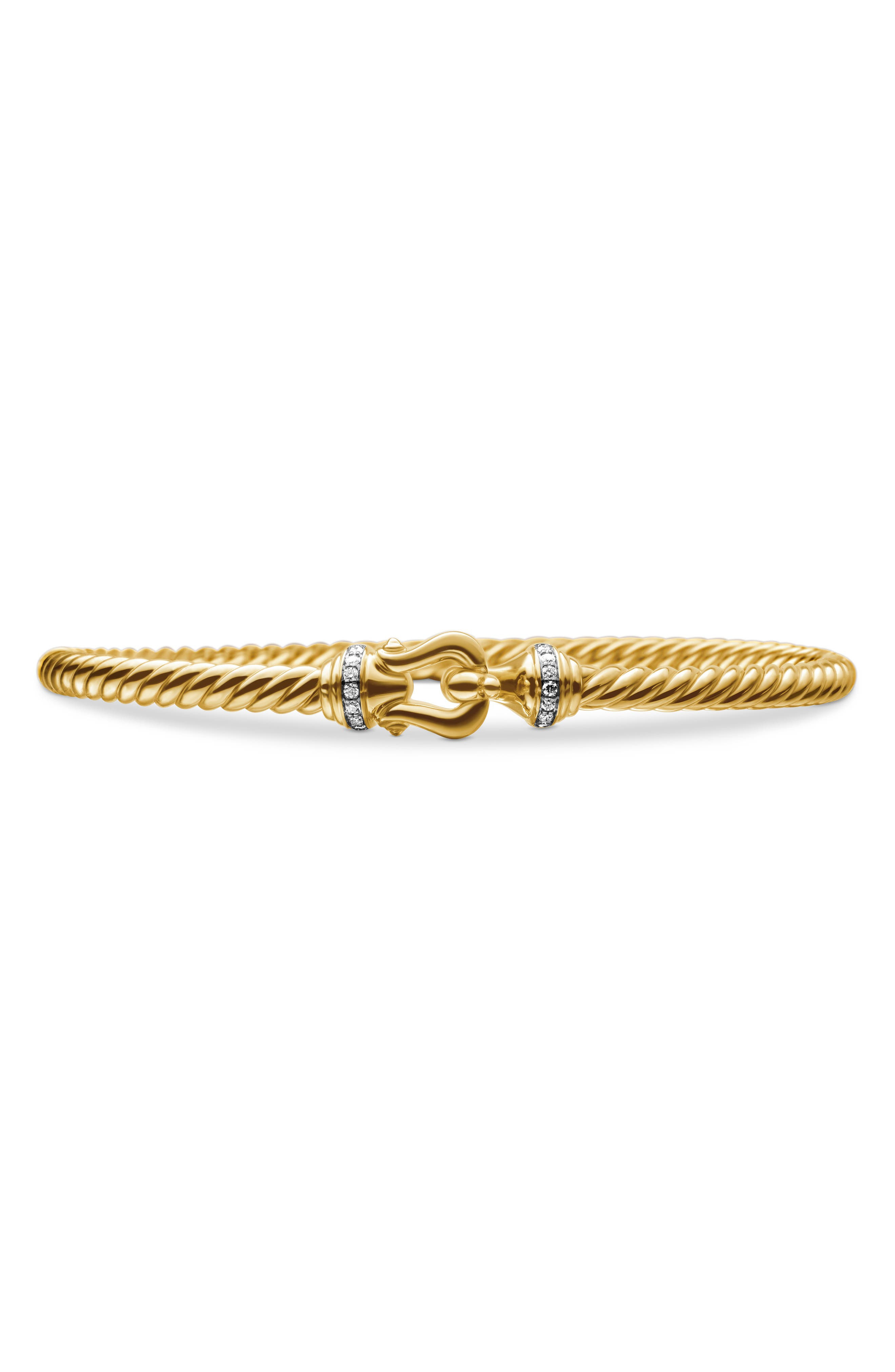 David Yurman Buckle Cablespira® 18K Yellow Gold & Diamond Bracelet, 3.5mm in Gold/Diamond at Nordstr - 1
