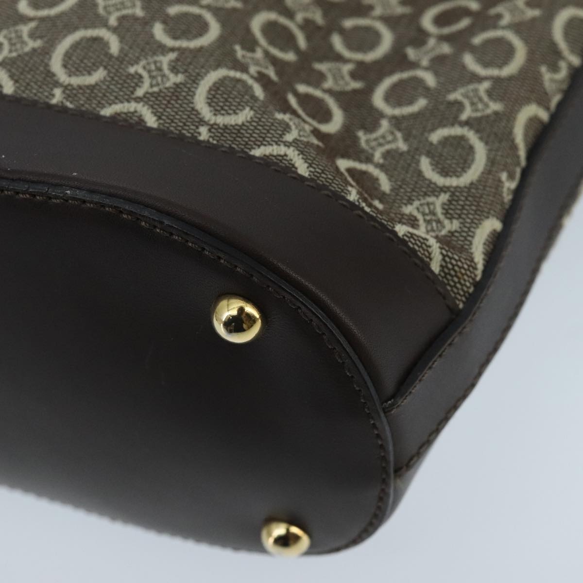 CELINE C Macadam Canvas Hand Bag Brown Gold - 15